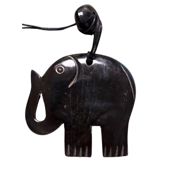 Vintage Necklace Elephant Pendant Charm Black Adjustable up 28” - Picture 6 of 6